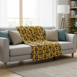 Manta Polar Resumen de la cubierta floral amarilla geométrica