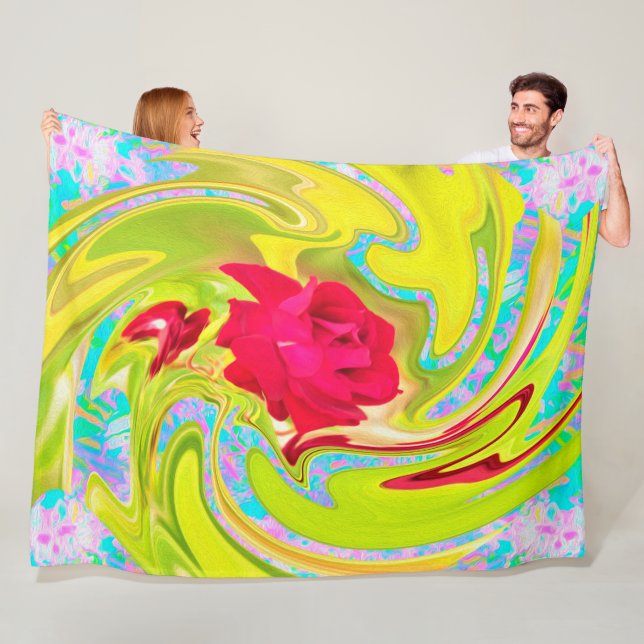 Manta Polar Resumen de la rosa roja en el remolino amarillo y  (In situ)