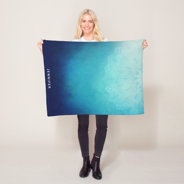 Manta Polar Resumen de Mandala azul de bonito (In situ)