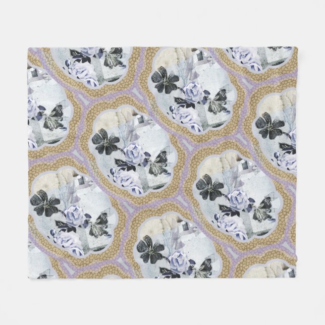 Manta Polar Resumen de Medallones Florales (Frente (Horizontal))