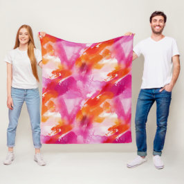 Manta Polar Resumen de Naranja rosa acuarela