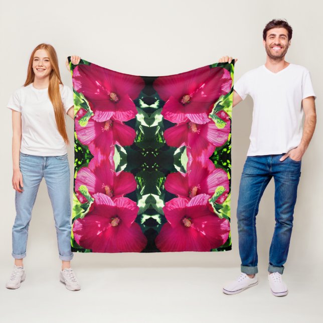 Manta Polar Resumen de pares de flores rojas hibiscus (In situ)