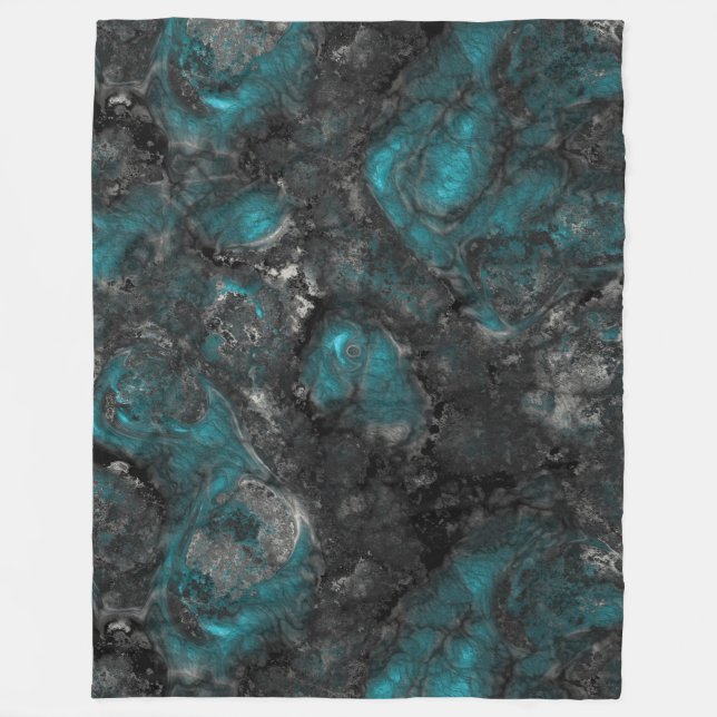 Manta Polar Resumen de piedra plateada y turquesa (Anverso)