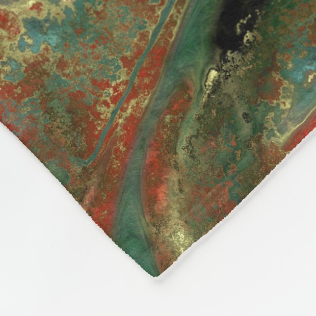 Manta Polar Resumen de piedra roja, negra y turquesa (Esquina)