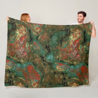 Manta Polar Resumen de piedra roja, negra y turquesa