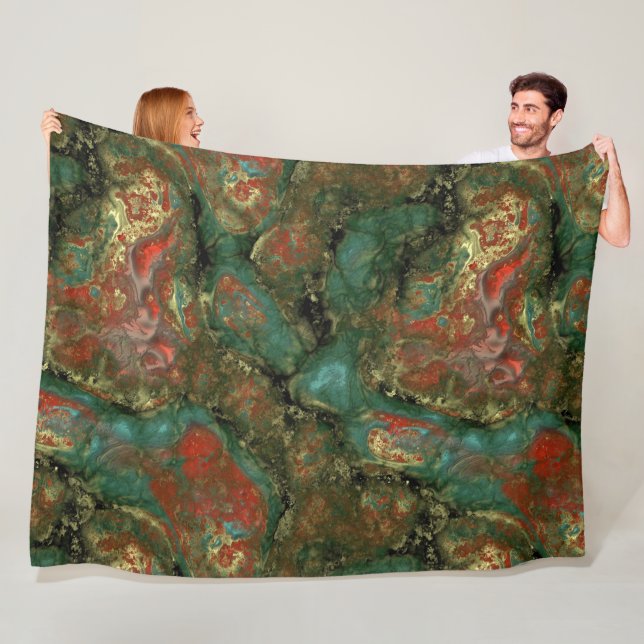 Manta Polar Resumen de piedra roja, negra y turquesa (In situ)