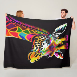 Manta Polar Resumen de pintura colorida de una jirafa