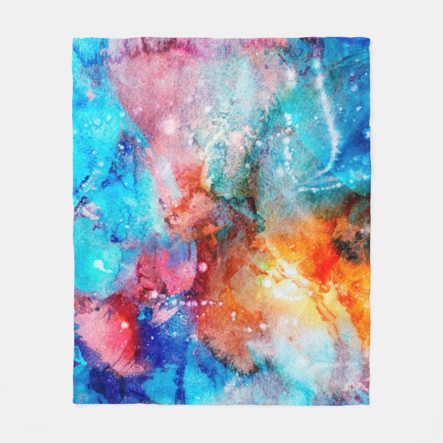 Manta Polar Resumen de textura hecha a mano. Marbling azul y o (Anverso)