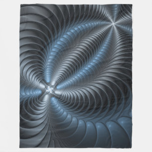 Manta Polar Resumen del arte fractal 3D del gris azul plástico