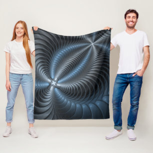 Manta Polar Resumen del arte fractal 3D del gris azul plástico