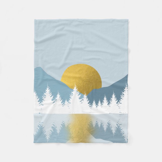 Manta Polar Resumen del paisaje Golden Winter Sunrise (Anverso)