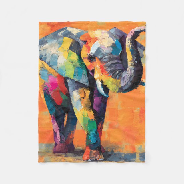 Manta Polar Resumen feliz elefante arcoiris (Anverso)