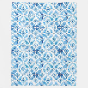 Manta Polar Resumen Floral azul boho