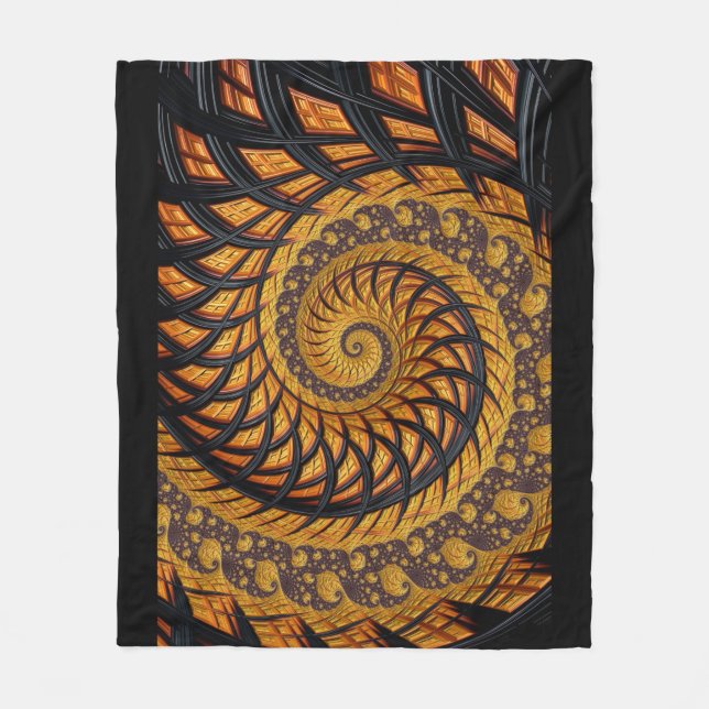 Manta Polar Resumen fractal de espiral de oro y negro (Anverso)