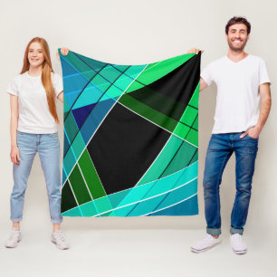 Manta Polar Resumen, geométrico , verde , azul , negro