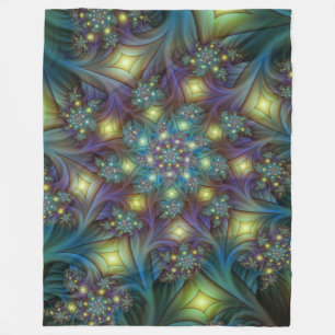 Manta Polar Resumen ilustrado brillante arte fractal púrpura V