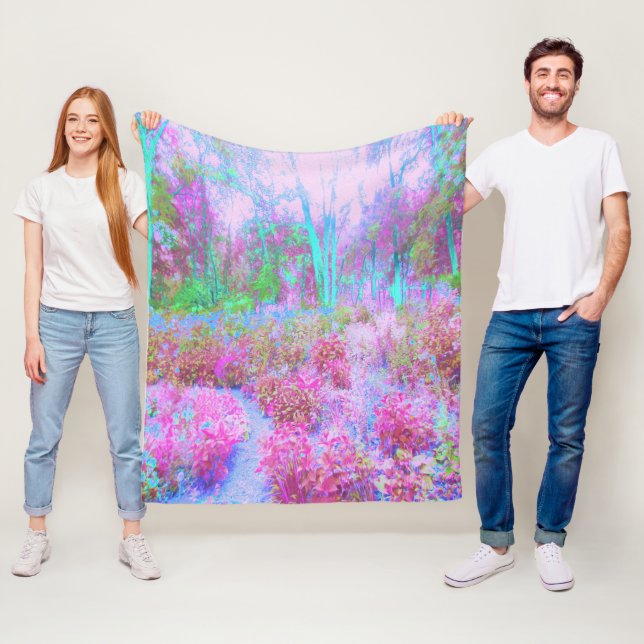 Manta Polar Resumen impresionista rosa y turquesa (In situ)