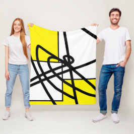 Manta Polar Resumen Línea de minimalismo negro blanco amarillo