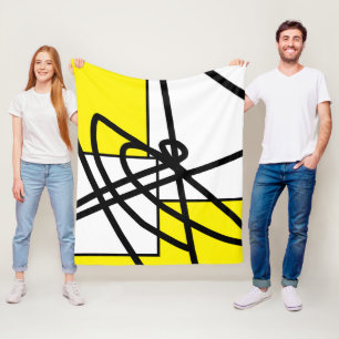 Manta Polar Resumen Línea de minimalismo negro blanco amarillo
