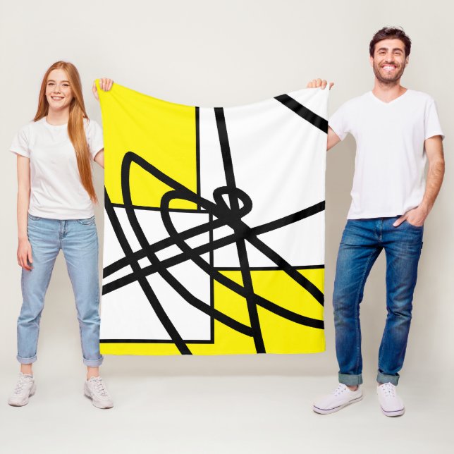 Manta Polar Resumen Línea de minimalismo negro blanco amarillo (In situ)