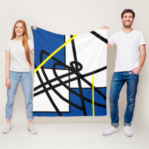 Manta Polar Resumen Línea de minimalismo negro blanco amarillo