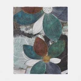 Manta Polar Resumen Linework Arte floral con negrita