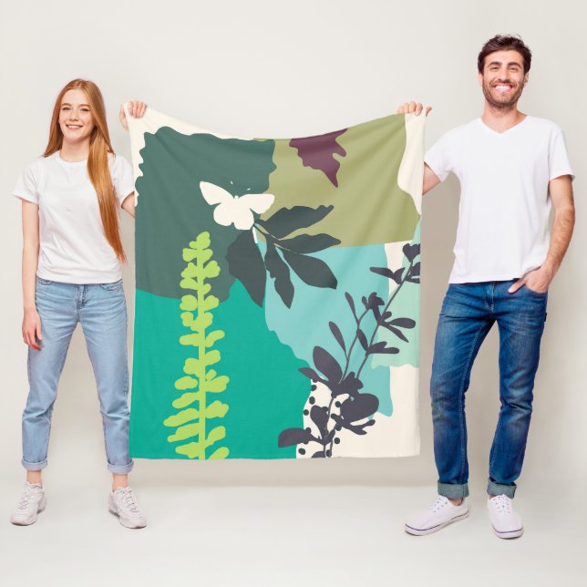 Manta Polar Resumen Mariposa de Silhouette Botánica Moderna (In situ)