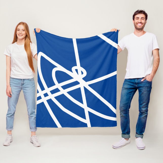 Manta Polar Resumen Minimalismo Líneas blancas azul (In situ)