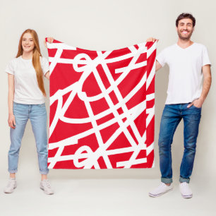 Manta Polar Resumen Minimalismo White Lines Red Blanket