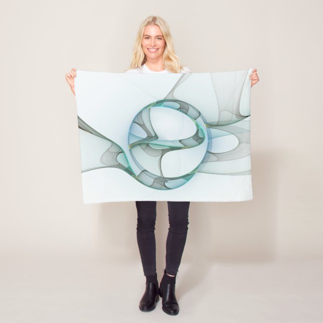 Manta Polar Resumen moderno Arte fractal azul turquesa gris (In situ)