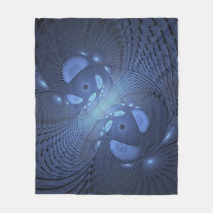Manta Polar Resumen moderno Arte Fractal Dusk Azul trendy