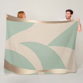 Manta Polar Resumen moderno Beige Green Gold