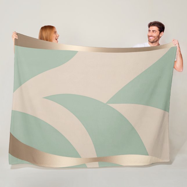 Manta Polar Resumen moderno Beige Green Gold (In situ)