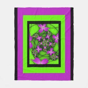 Manta Polar Resumen moderno Flores fractales de color verde ne