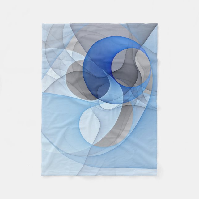 Manta Polar Resumen moderno Gráfico de arte fractal gris azul (Anverso)
