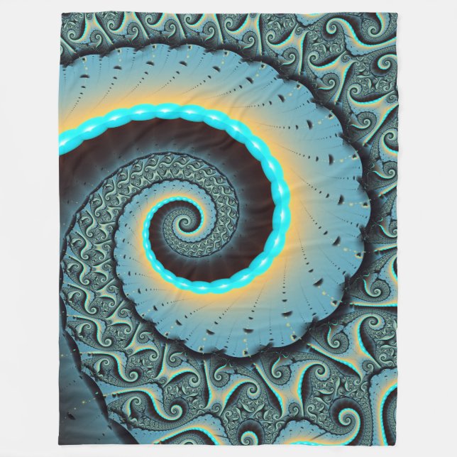 Manta Polar Resumen Naranja azul turquesa espiral de arte frac (Anverso)