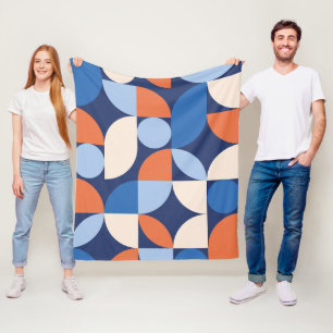 Manta Polar Resumen Naranja de patrón geométrico azul