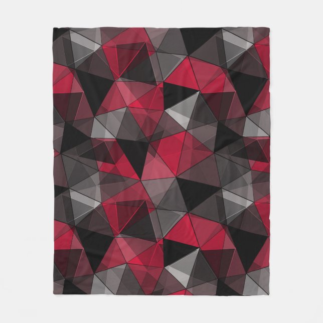 Manta Polar Resumen Negro, rojo, geométrico gris. (Anverso)