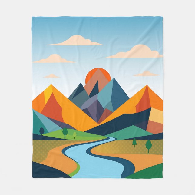 Manta Polar Resumen Paisaje geométrico (Anverso)