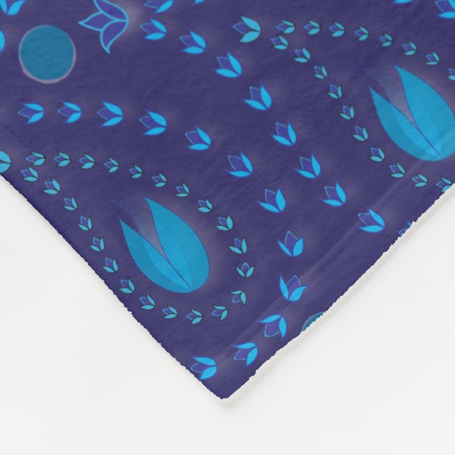 Manta Polar Resumen Patrón azul oscuro paisley tulipán floral (Esquina)