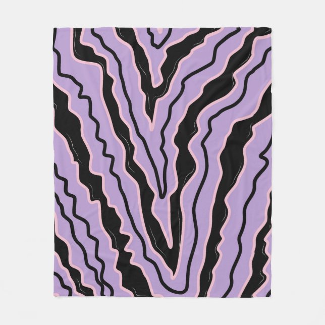 Manta Polar Resumen Patrón Black Purple Marble Boho Groovy (Anverso)