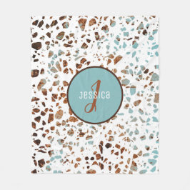 Manta Polar Resumen personalizado Terrazzo Brown & Blue Patter