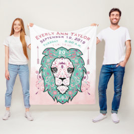 Manta Polar Resumen Pintado de la bebé león Niña Nacimiento Es