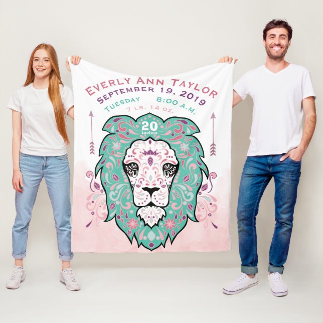 Manta Polar Resumen Pintado de la bebé león Niña Nacimiento Es (In situ)