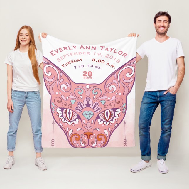 Manta Polar Resumen Pintado Gato Bebé Niña Nacimiento Estadíst (In situ)