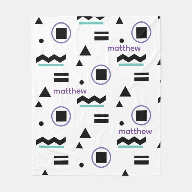 Manta Polar Resumen púrpura azul blanco negro personalizado (Anverso)