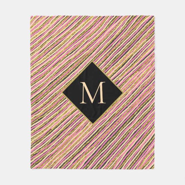 Manta Polar Resumen Purpurina dorado Parkle Monograma (Anverso)