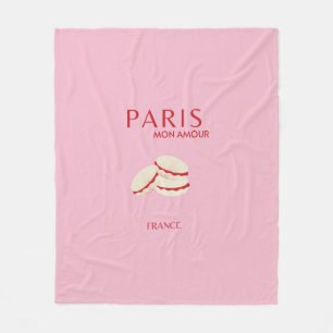 Manta Polar Resumen Retro Pastel Paris Pink ans Pastel Travel