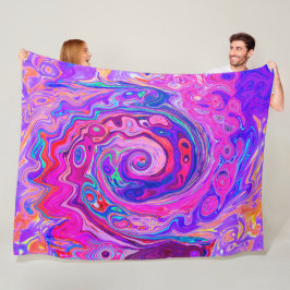 Manta Polar Resumen retro púrpura y Naranja Groovy Swirl