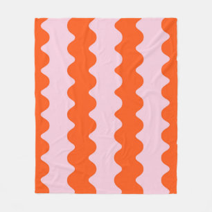 Manta Polar Resumen rosa naranja Groovy Stripe Minimalista